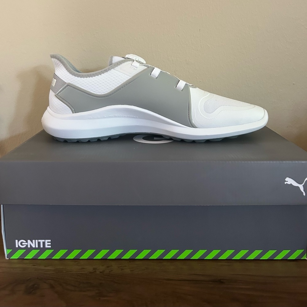 Puma Ignite Fasten 8 Disc Men’s Golf Shoes-White/Gray-Various Sizes NIB RP$150 - Picture 2 of 5